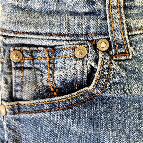 Z Cavaricci 90s Y2K Girls Denim Cutoff Shorts Sz 7 Frayed Hem Snap Flap Pockets - Picture 4 of 8